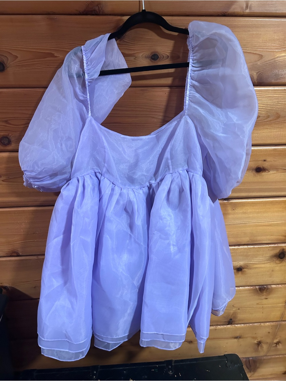 Selkie Lavender Puff-Sleeve Organza Dress